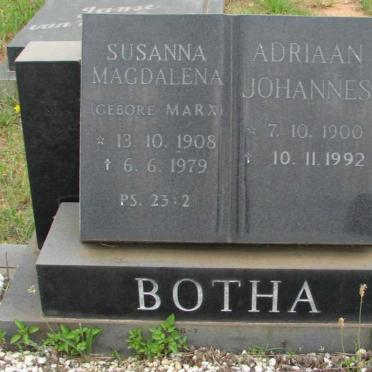 BOTHA Adriaan Johannes 1900-1992 &amp; Susanna Magdalena MARX 1908-1979