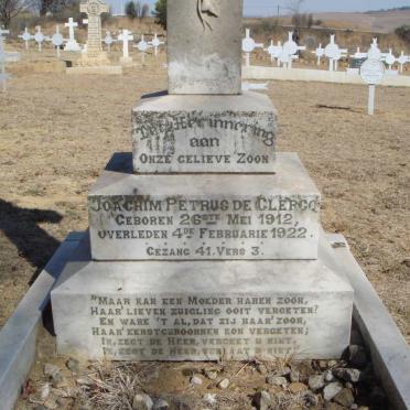 CLERQ Joachim Petrus, de 1912-1922