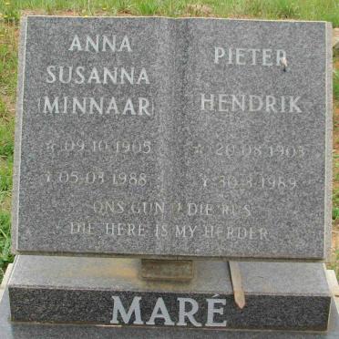 MARÉ Pieter Hendrik 1903-1989 &amp; Anna Susanna MINNAAR 1905-1988