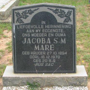MARÉ Jacoba S.M. nee KRUGER 1894-1970