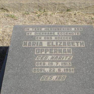 OPPERMAN Maria Elizabeth nee MARITZ 1913-1961