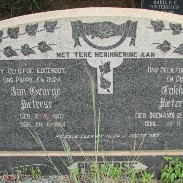 PIETERSE Jan George 1907-1964 &amp; Tokkie NIEMAND 1908-1998