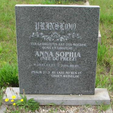 PRINSLOO Anna Sophia nee DU PREEZ 1927-2001