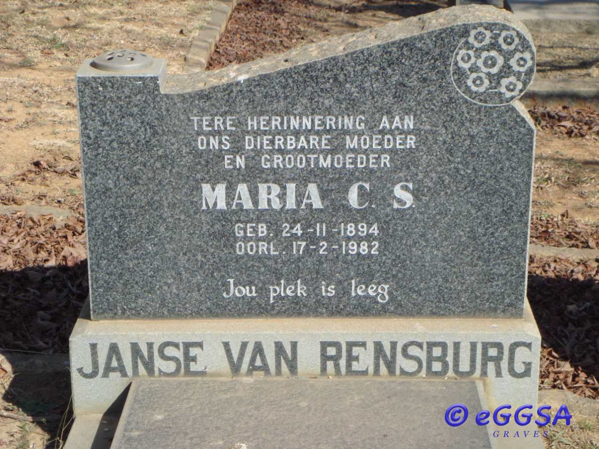 RENSBURG Maria C.S., Janse van 1894-1982