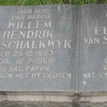 SCHALKWYK Willem Hendrik, van 1893-1968 &amp; Isabel Elizabeth CULLEN 1914-1977
