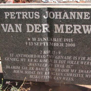 MERWE Petrus Johannes, van der 1915-2000