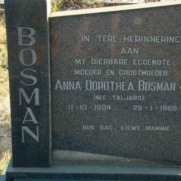 BOSMAN Anna Dorothea nee TALJARD 1904-1969