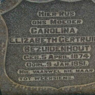 BEZUIDENHOUT Carolina Elizabeth Gertruida 1874-1951
