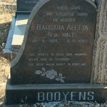 BOOYSENS Barbara Aletta nee v.d. WALT 1935-1967