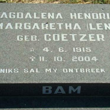 BAM Magdalena Hendrina Margaretha nee COETZER 1915-2004