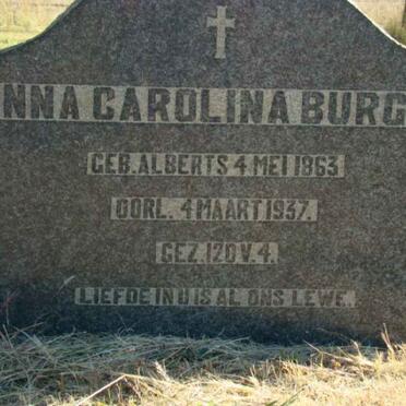 BURGER Anna Carolina nee ALBERTS 1863-1937
