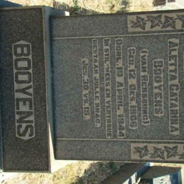 BOOYENS Margaretha Aletta Catarina nee VAN RENSBURG 1906-1944