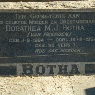 BOTHA Dorathea M.J. nee VAN HEERDEN 1864-1957