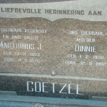 COETZEE Marthinus J. 1903-1976 &amp; Dinnie 1900-1992