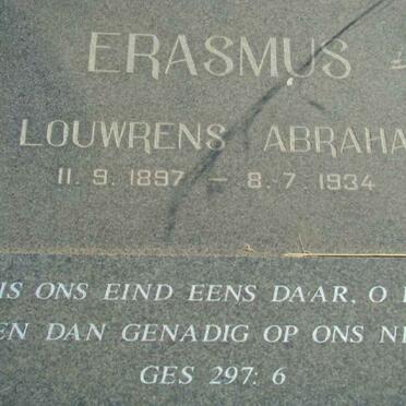 ERASMUS Louwrens Abraham 1897-1934