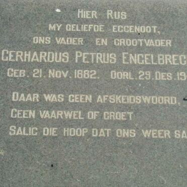 ENGELBRECHT Gerhardus Petrus 1882-1949