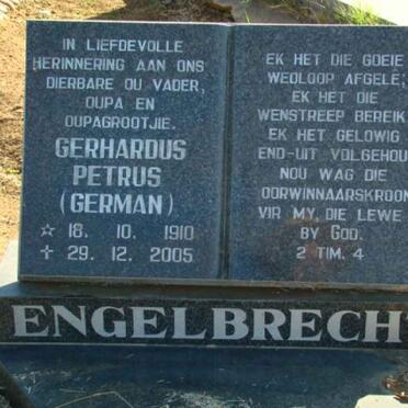 ENGELBRECHT Gerhardus Petrus 1910-2005