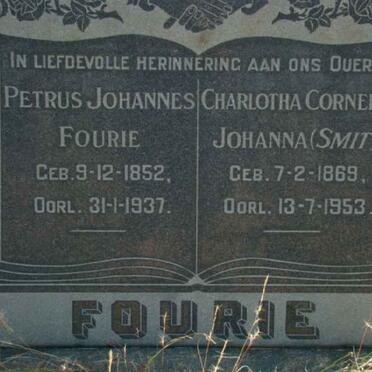 FOURIE Petrus Johannes 1852-1937 &amp; Charlotha Cornelia Johanna SMIT 1869-1953