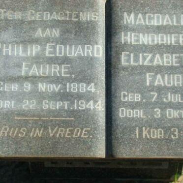 FAURE Philip Eduard 1884-1944 &amp; Magdalena Hendrieetta Elizabettha 1890-1965