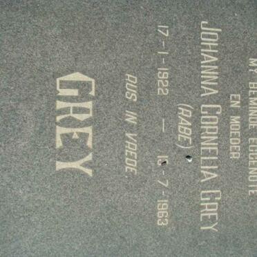 GREY Johanna Cornelia nee RABE 1922-1963