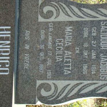 HENRICO Salidoor Jacobus 1914-1966 &amp; Maria Aletta Cecilia LANGAGE 1913-1997