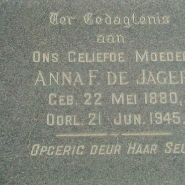 JAGER Anna F., de 1880-1945
