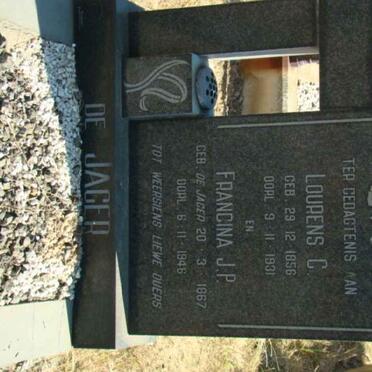 JAGER Lourens C., de 1856-1931 &amp; Francina J.P. 1867-1946