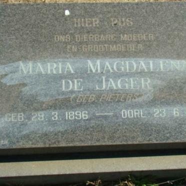 JAGER Maria Magdalena, de nee PIETERS 1896-1984