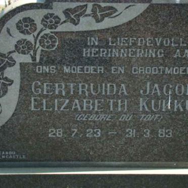 KUKKUK Gertruid Jacoba Elizabth nee DU TOIT 1923-1983