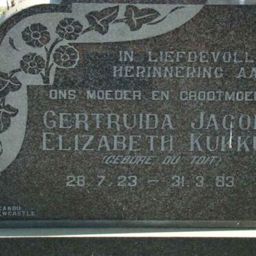 KUKKUK Gertruid Jacoba Elizabth nee DU TOIT 1923-1983