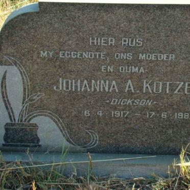 KOTZE Johanna A. nee DICKSON 1917-1982
