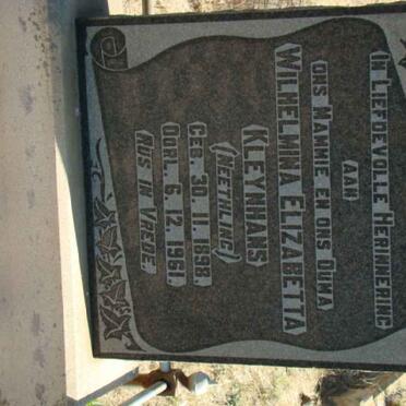 KLEYNHANS Wilhelmina Elizabetta nee NEETHLING 1898-1961