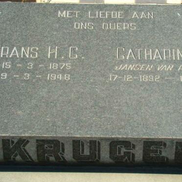 KRUGER Frans H.C. 1875-1948 &amp; Catharina M. JANSEN VAN RENSBURG 1892-1983