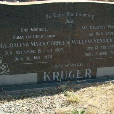 KRUGER Willem Hendrik 1879-1943 &amp; Magdalena Maria Cornelia NEETHLING 1889-1974