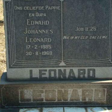 LEONARD Edward Johannes 1885-1969