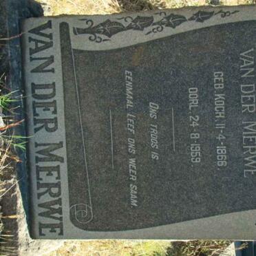 MERWE Cornelia Elizabeth, van der nee KOCH 1866-1959