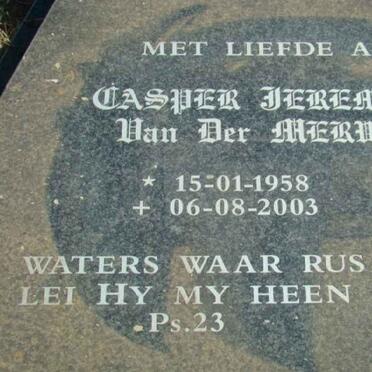 MERWE Casper Jeremia, van der 1958-2003