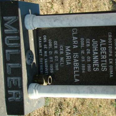 MULLER Albertus Johannes 1910-1984 &amp; Clara Isabella Maria NEL 1918-1996