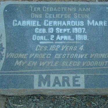 MARE Gabriel Gerhardus 1907-1918