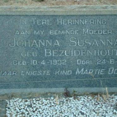 OOSTHUIZEN Johanna Susanna nee BEZUIDENHOUT 1932-1964