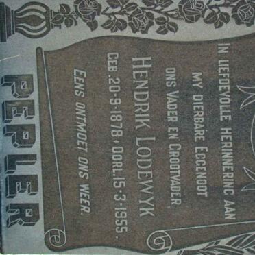 PEPLER Hendrik Lodewyk 1878-1955