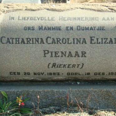PIENAAR Catharina Carolina Elizabeth nee RIEKERT 1883-1958