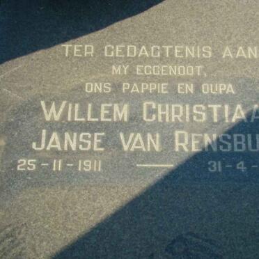 RENSBURG Willem Christiaan, Janse van 1911-1967
