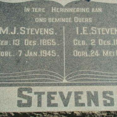 STEVENS M.J. 1865-1945 &amp; I.E. 1867-1945