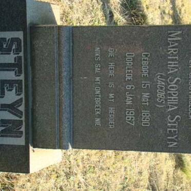 STEYN Martha Sophia nee JACOBS 1890-1967