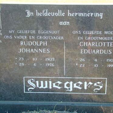 SWIEGERS Rudolph Johannes 1903-1976 &amp; Charlotte Eduardus 1904-1996