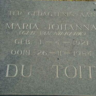 TOIT Maria Johanna, du nee VAN NIEKERK 1921-1984