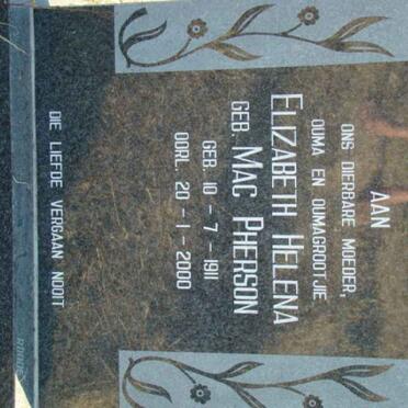 TERBLANCHE Elizabeth Helena nee Mac PHERSON 1911-2000