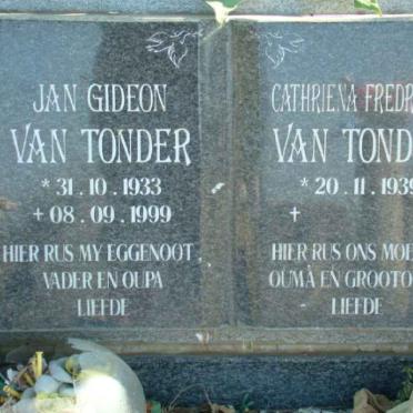 TONDER Jan Gideon, van 1933-1999 &amp; Cathriena Fredrieka 1939-