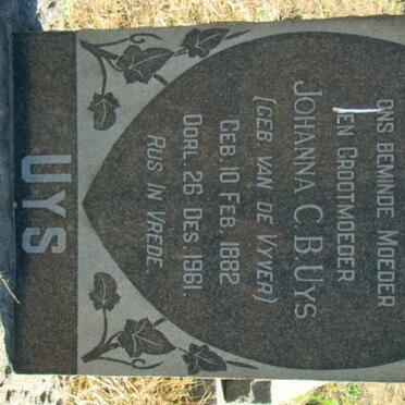 UYS Johanna C.B. nee VAN DE VYVER 1882-1961